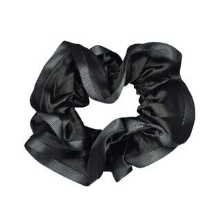 Black Ruffles Silk Satin Hair Tie Accessories Scrunchie Handmade SB24